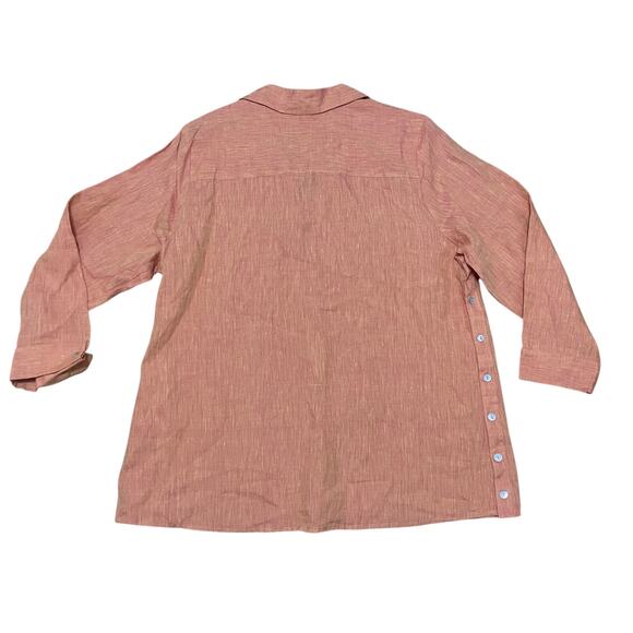Edward Woman's 2X Irish Linen Coral V Neck Collard Long Sleeve Collard Tunic - Picture 6 of 6